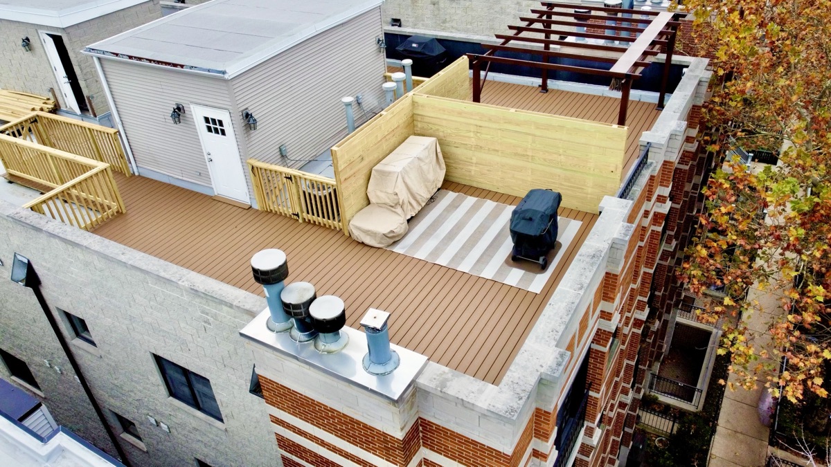 Rooftop Deck with Privacy Wall & Pergola — 1 of 3