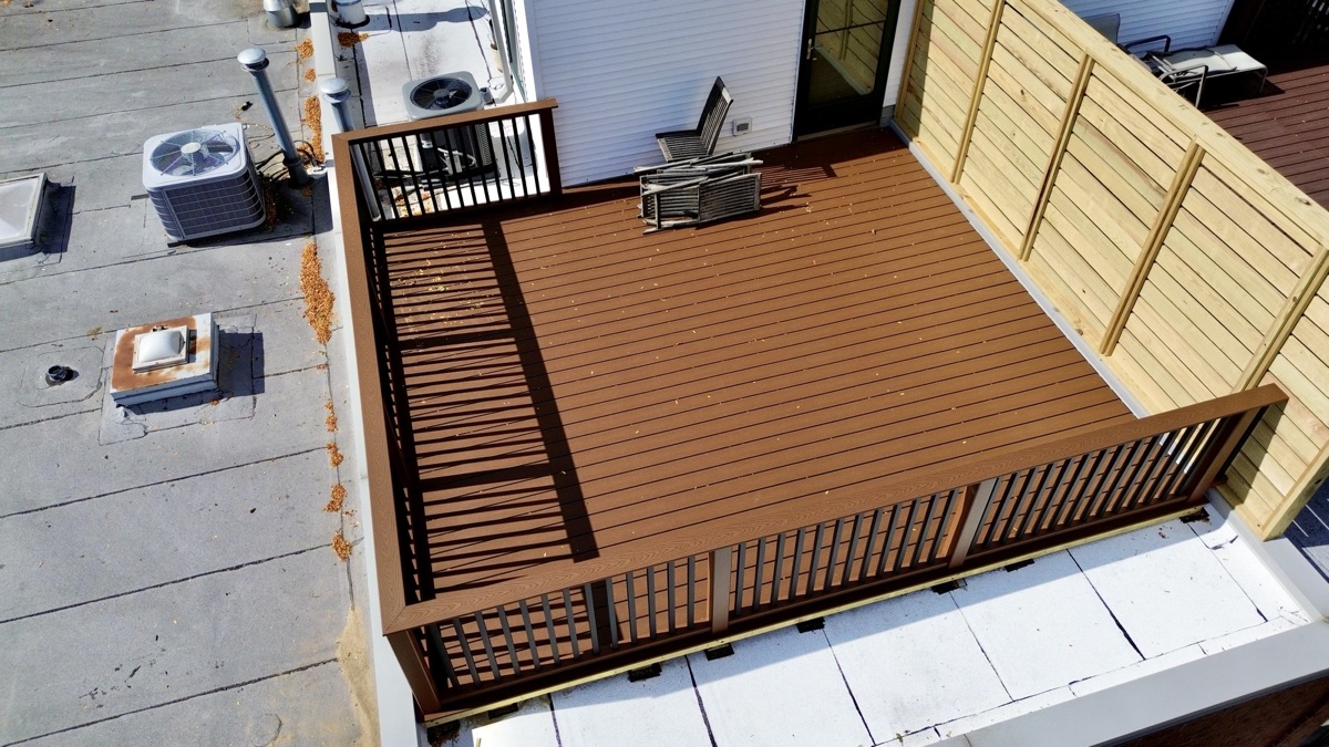 Composite Rooftop Deck with Railing & Wall