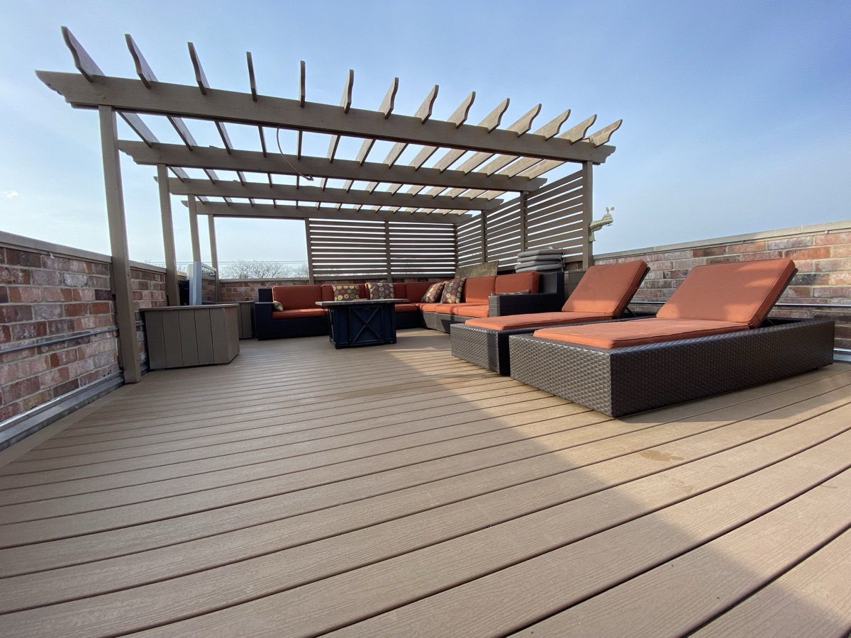 Skyline Rooftop Deck with Wooden Pergola — 2 of 4