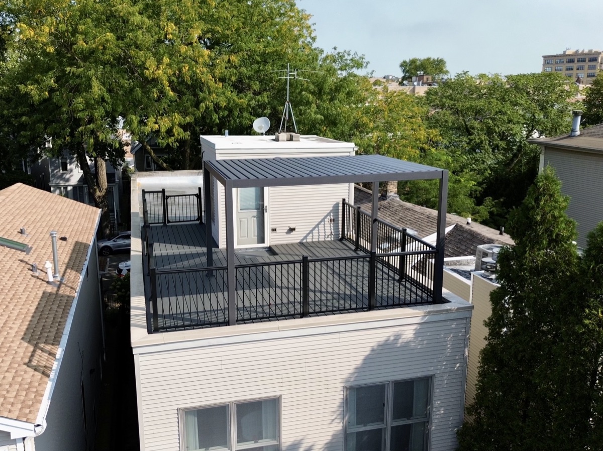 Modern Rooftop Deck with Metal Pergola — 1 of 2