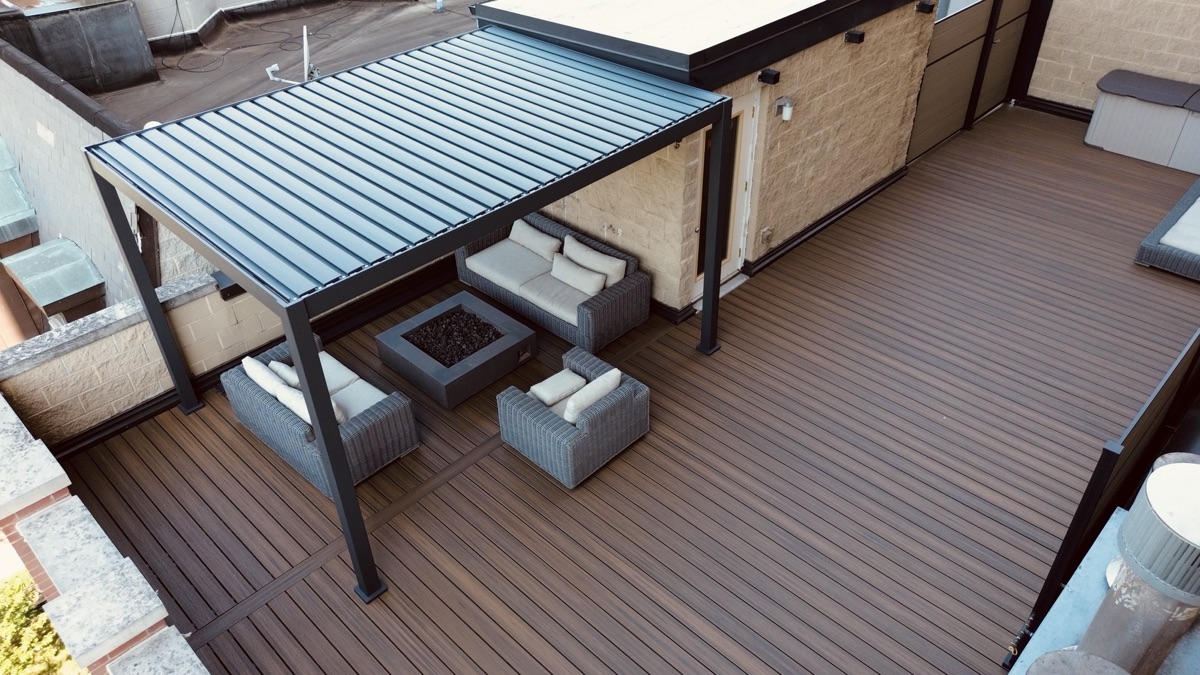 Rooftop Oasis with Aluminum Pergola & Fire Pit — 1 of 4