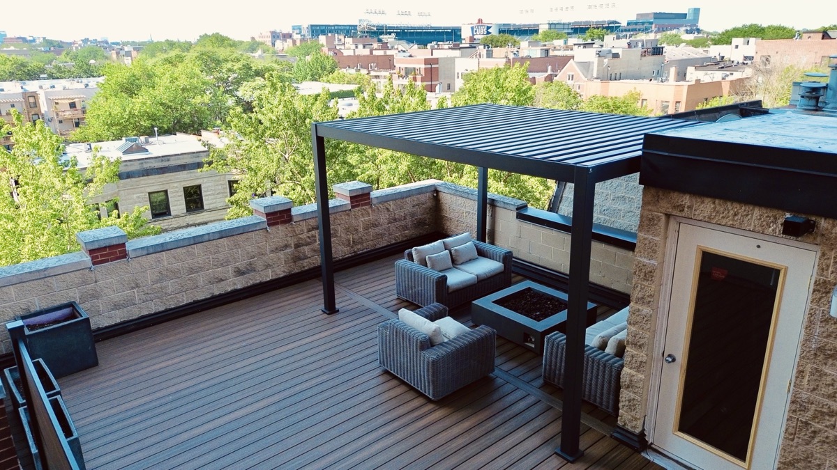 Rooftop Oasis with Aluminum Pergola & Fire Pit — 2 of 4