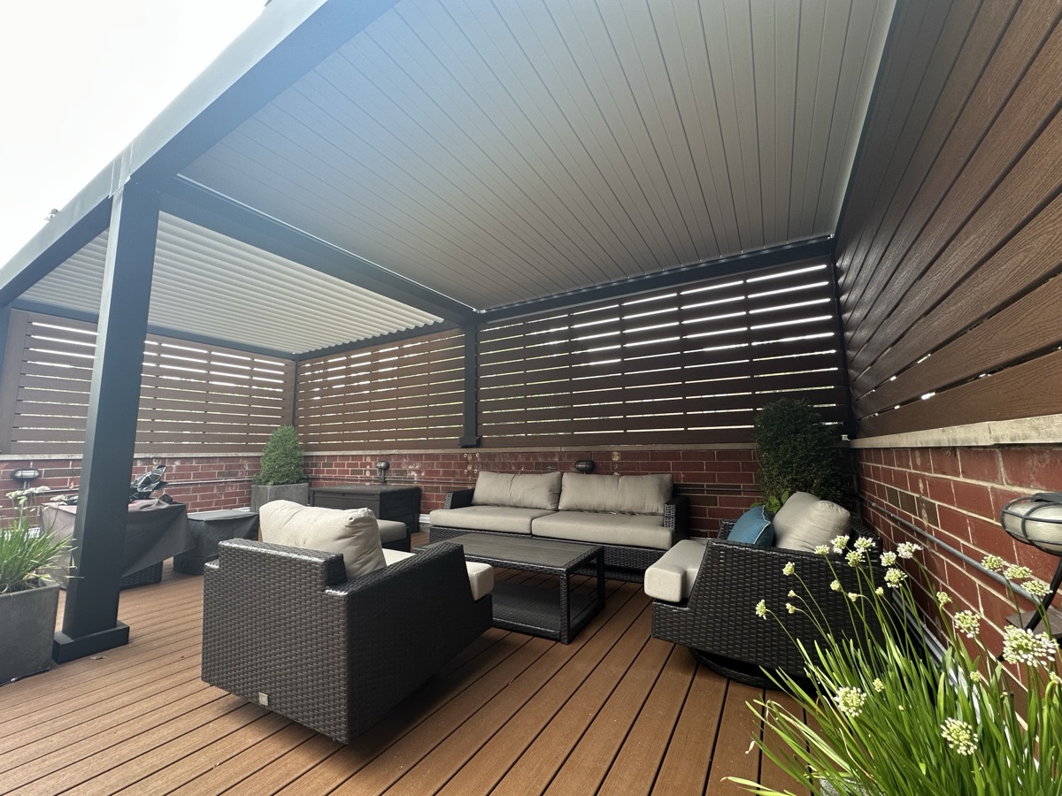 Premium Louvered Pergola with Privacy Screens — 4 of 4
