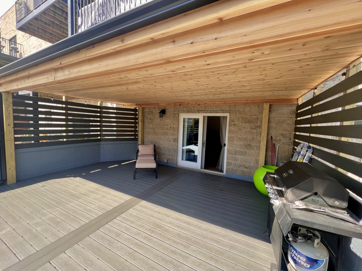 Multi-Level Deck with Cedar Pergola Roof — 1 of 4