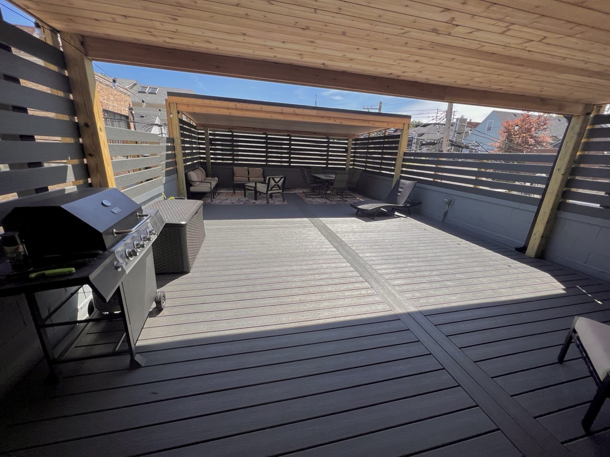 Multi-Level Deck with Cedar Pergola Roof — 3 of 4
