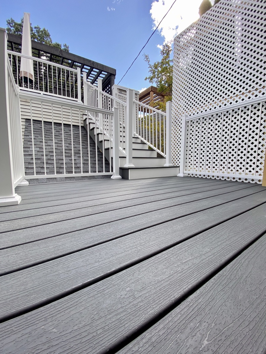 Gray Composite Deck with Grid Pergola — 2 of 3